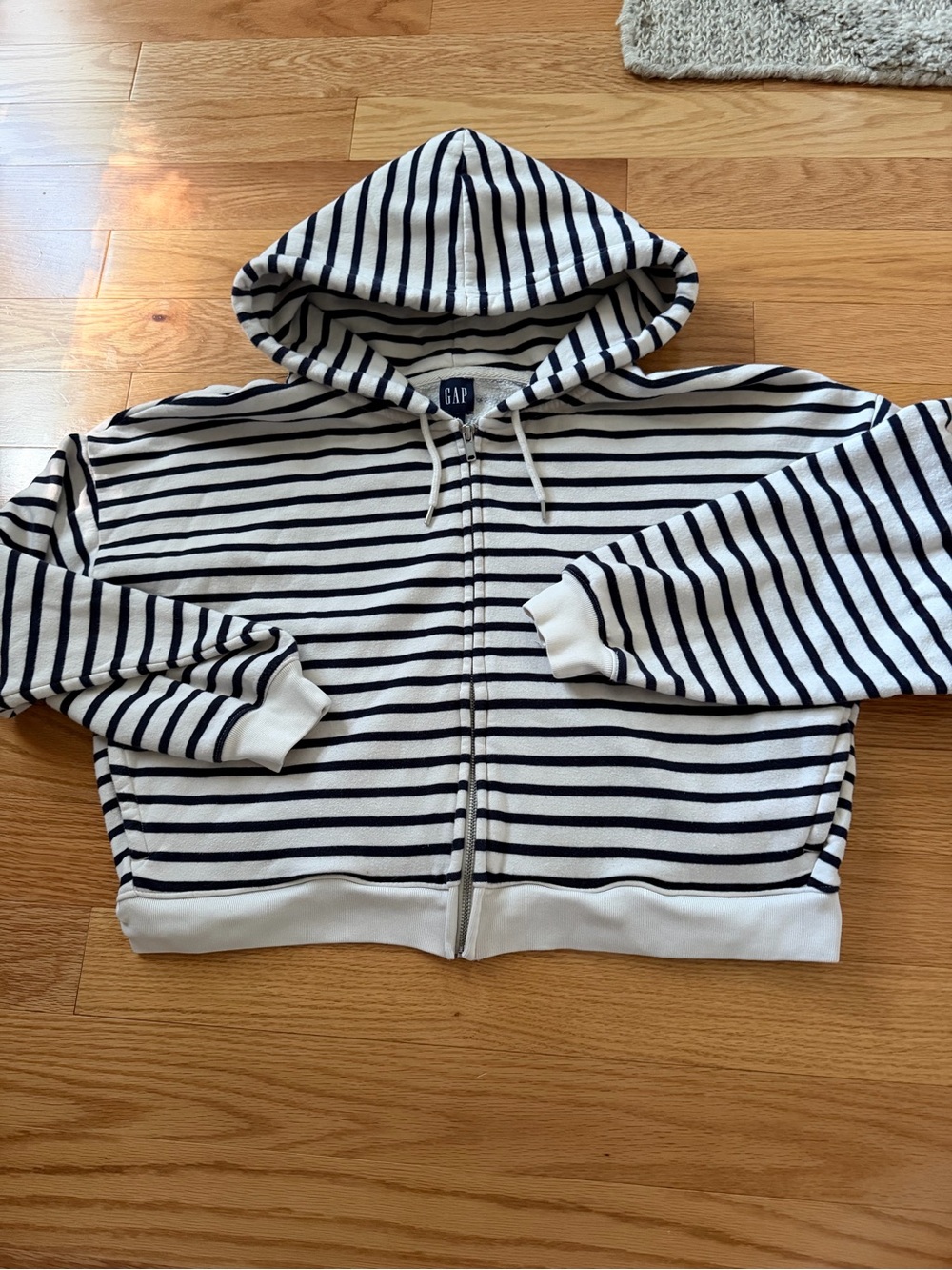 GAP Striped Zip-Up Cropped Hoodie